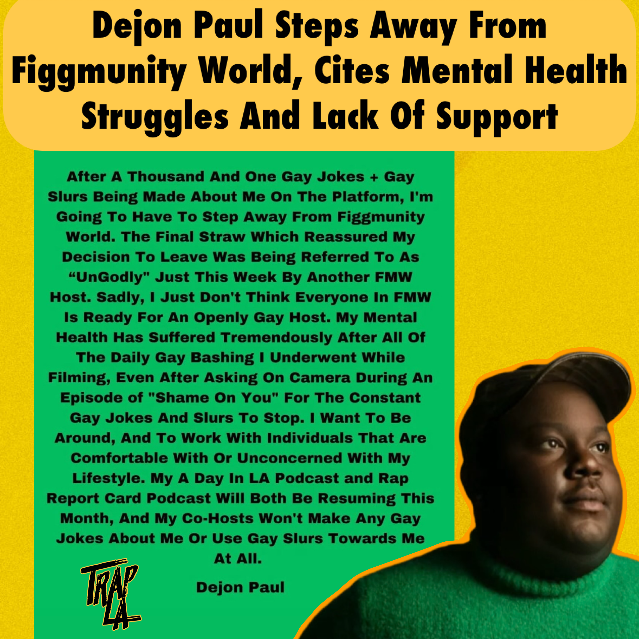 Dejon Paul Leaves Figgmunity World, Prioritizes Mental Health and Respectful Content Creation