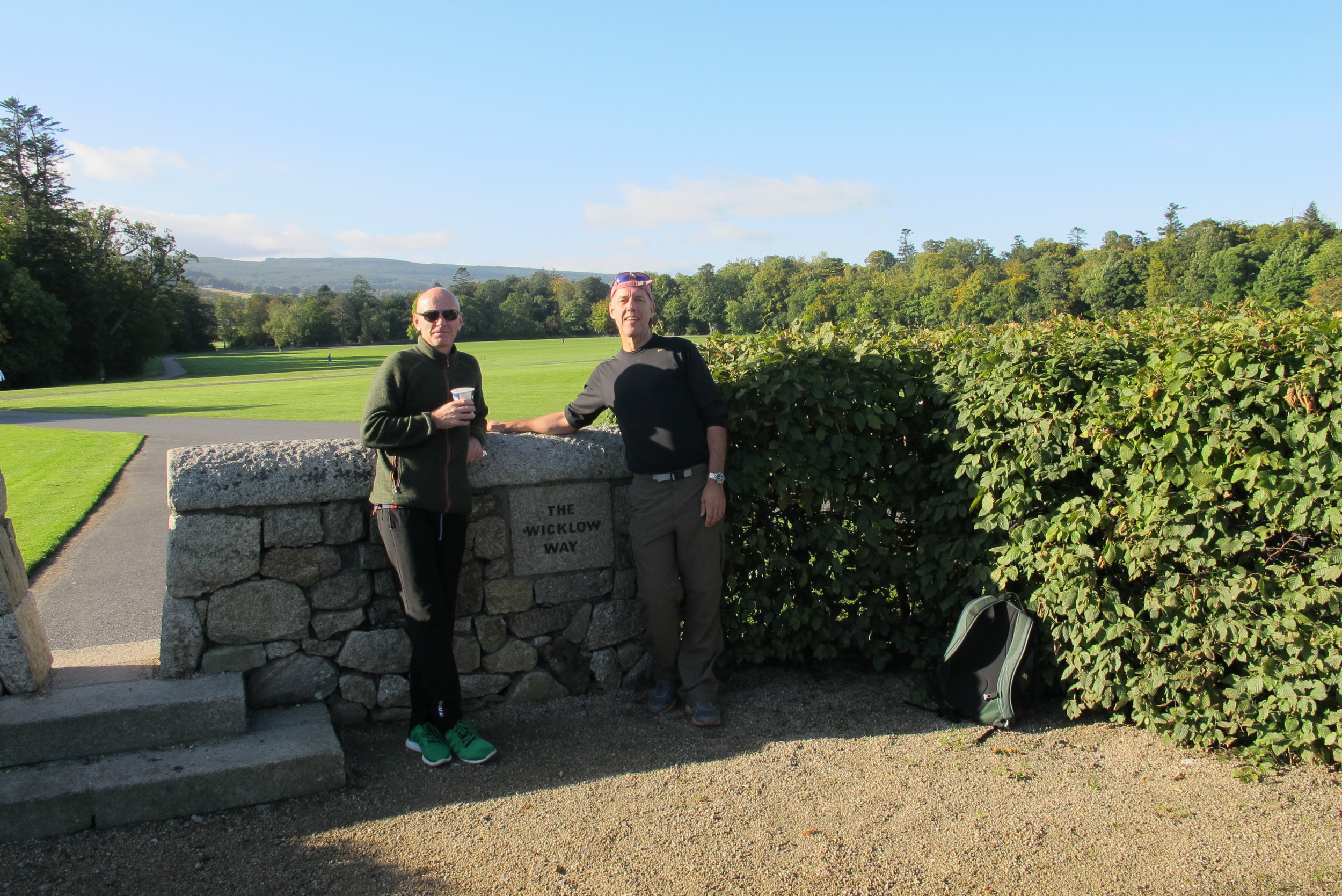 Guy Johnson and I at the trailhead of the Wicklow Way at the start of a 5-day hike through the Wicklow Mountains in Ireland. 2015.