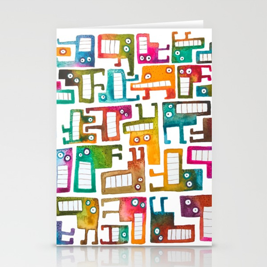 Tetris Monsters Stationery Cards