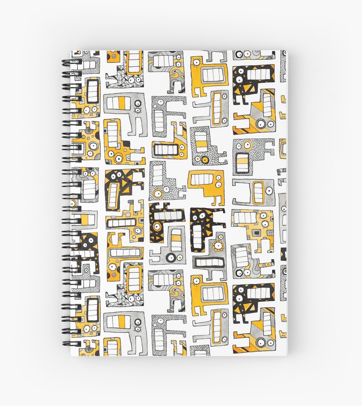 Tetris Monsters Yellow Spiral Notebook