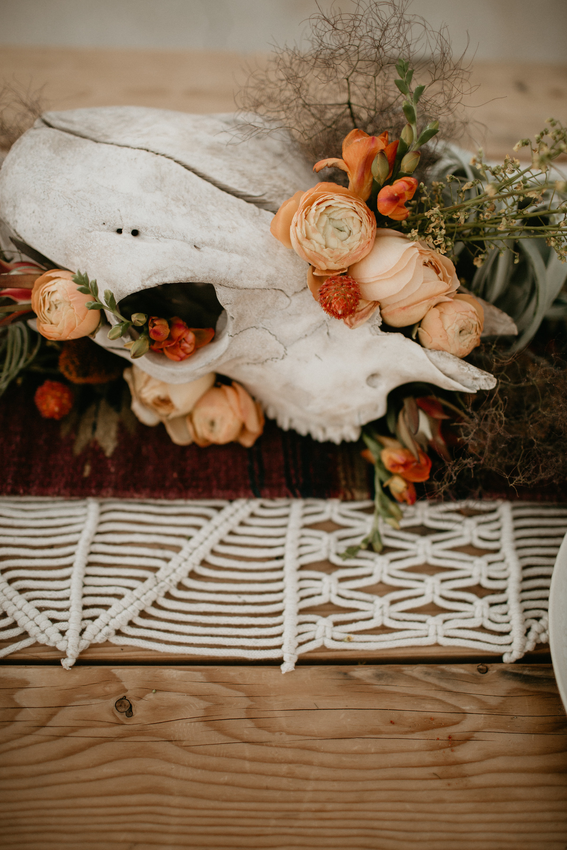 skull centerpiece with airplant #lrqcfloral #airplant