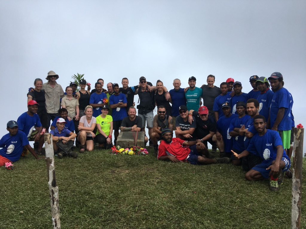 White Ribbon trekkers and support crew at Brigade Hill on the Kokoda Track - April 2018