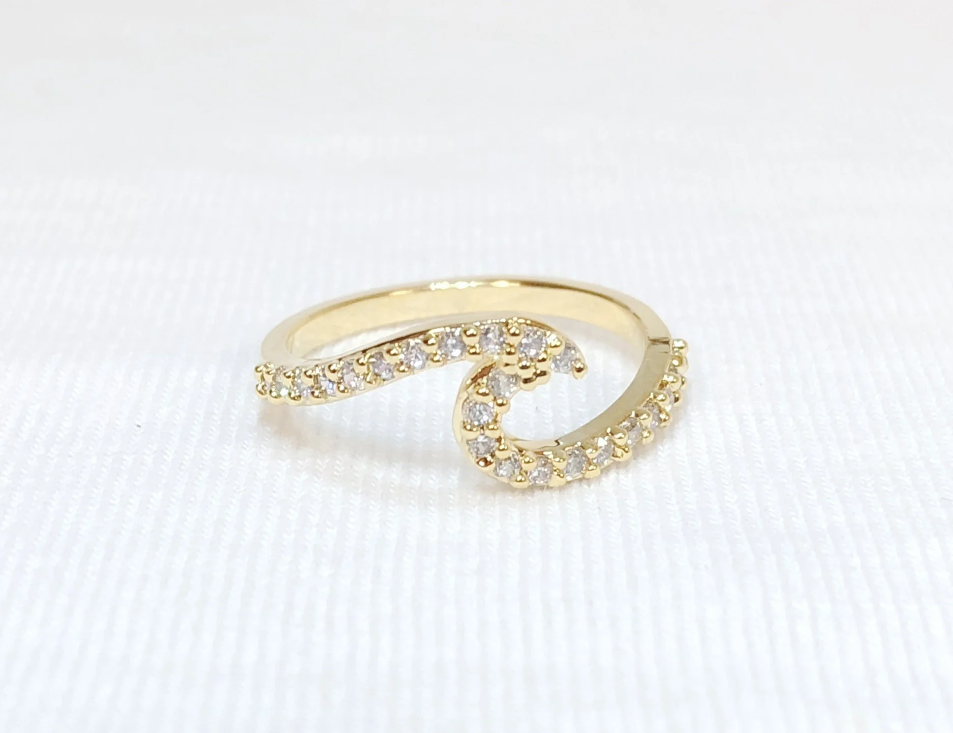 Crystal Studded Wave Rider Ring
