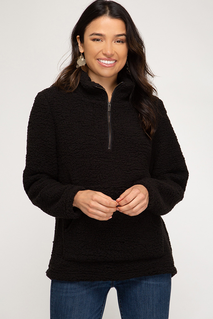 Long Sleeve Pile Pullover Top