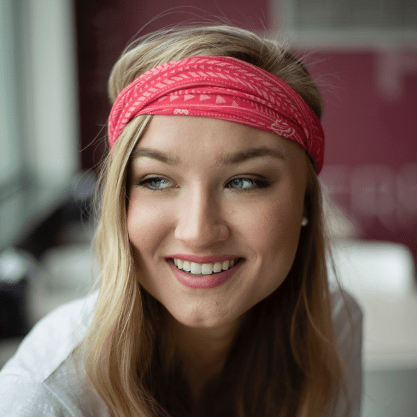 Headbands of Hope Tube Turban / Face Mask - Coral Aztec