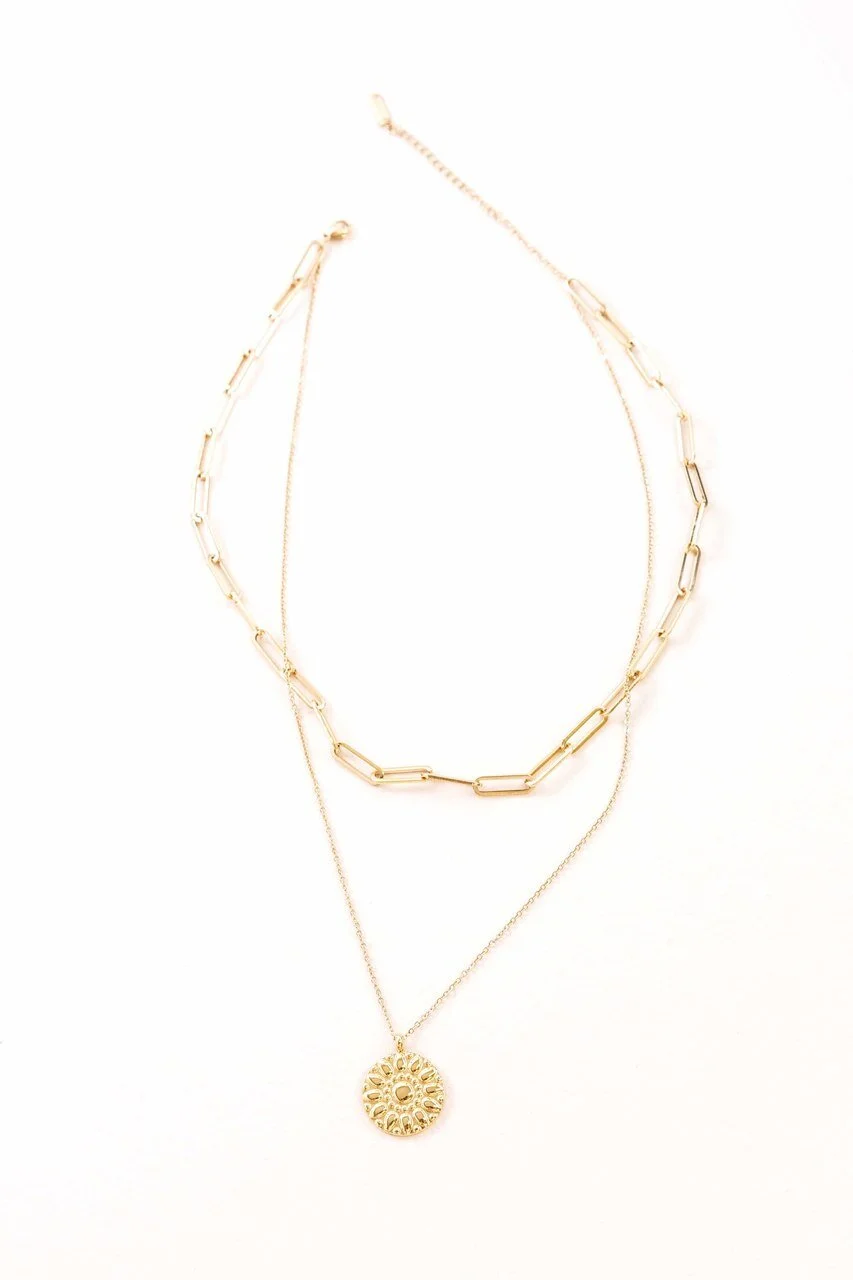 Sun Layered Necklace- 14K Gold