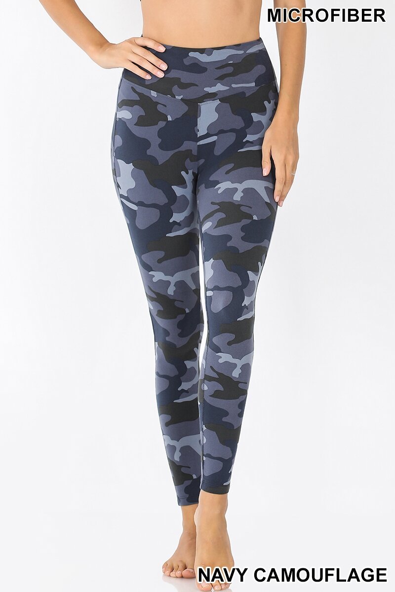 Brushed Blue Camo Wide Waistband Leggings