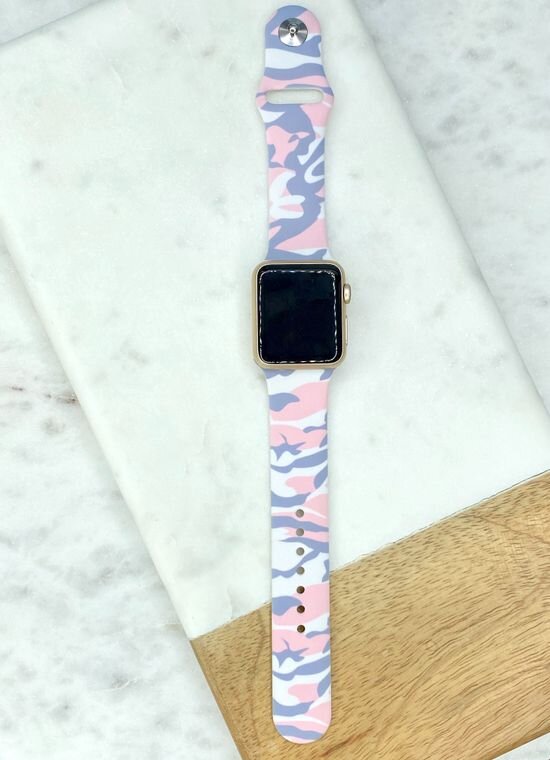 Pink Camo Silicone Smart Watch Band  