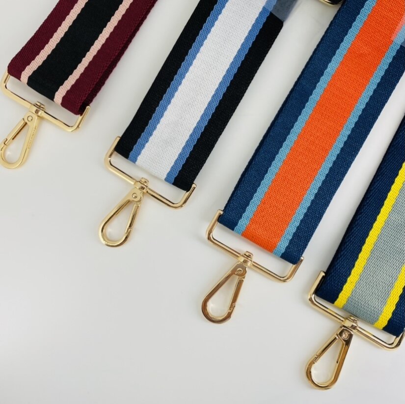 Ahdorned Guitar Style Tri-Stripe Handbag Strap (Four Colors)- Gold Hardware  — DazzleBar