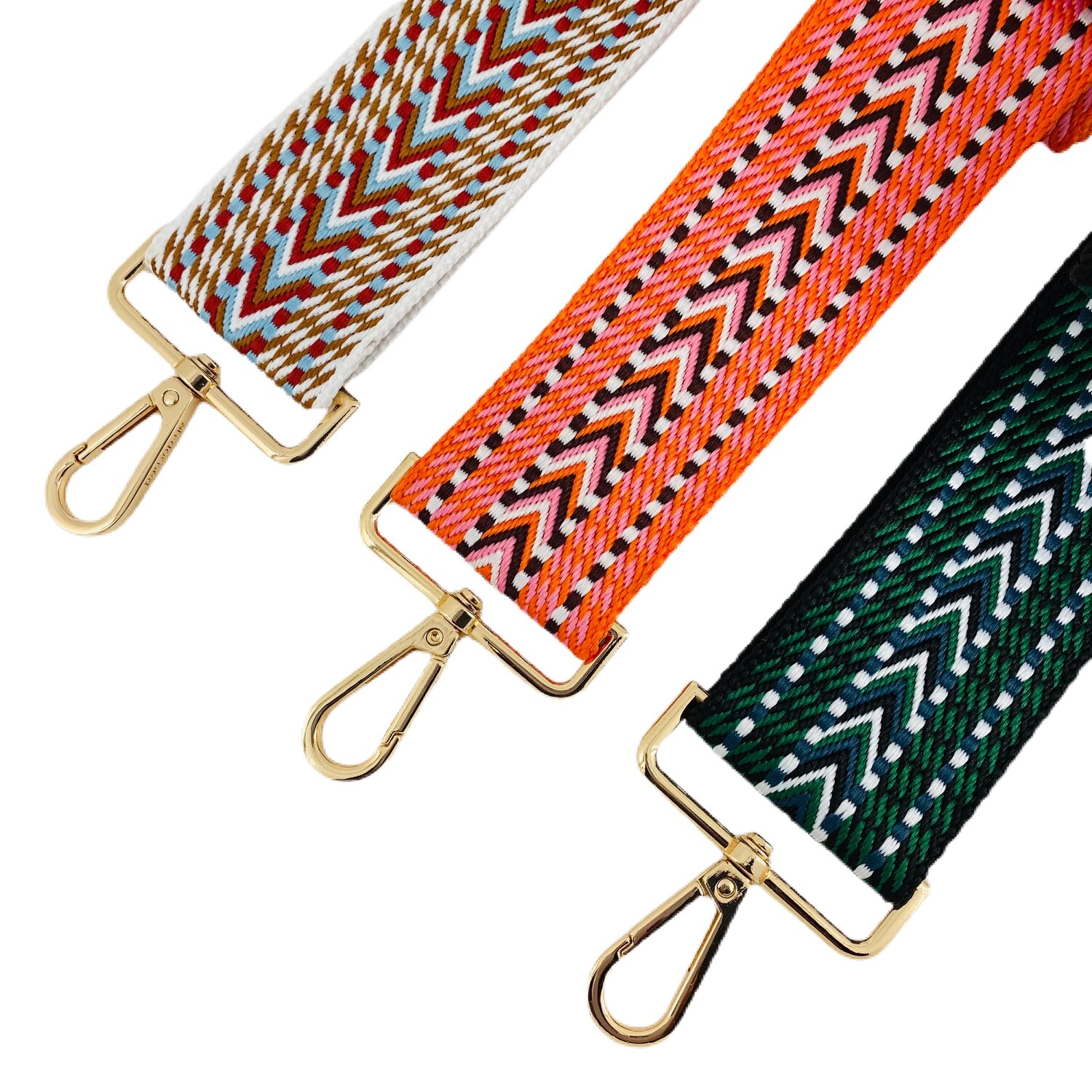 Ahdorned Guitar Style Chevron Embroidered Handbag Strap (Ten Colors)- Gold  Hardware — DazzleBar