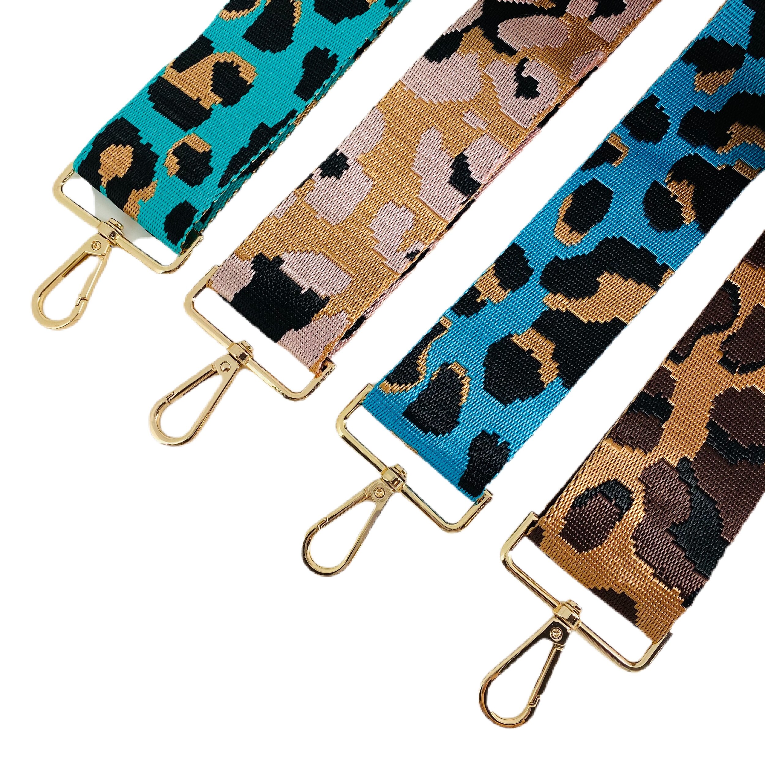 Bags & Purses Handbags Purse Straps Mix and Match Animal Leopard Print Cross Body Bag Straps Changable Detachable Gold Hardware Clip On 