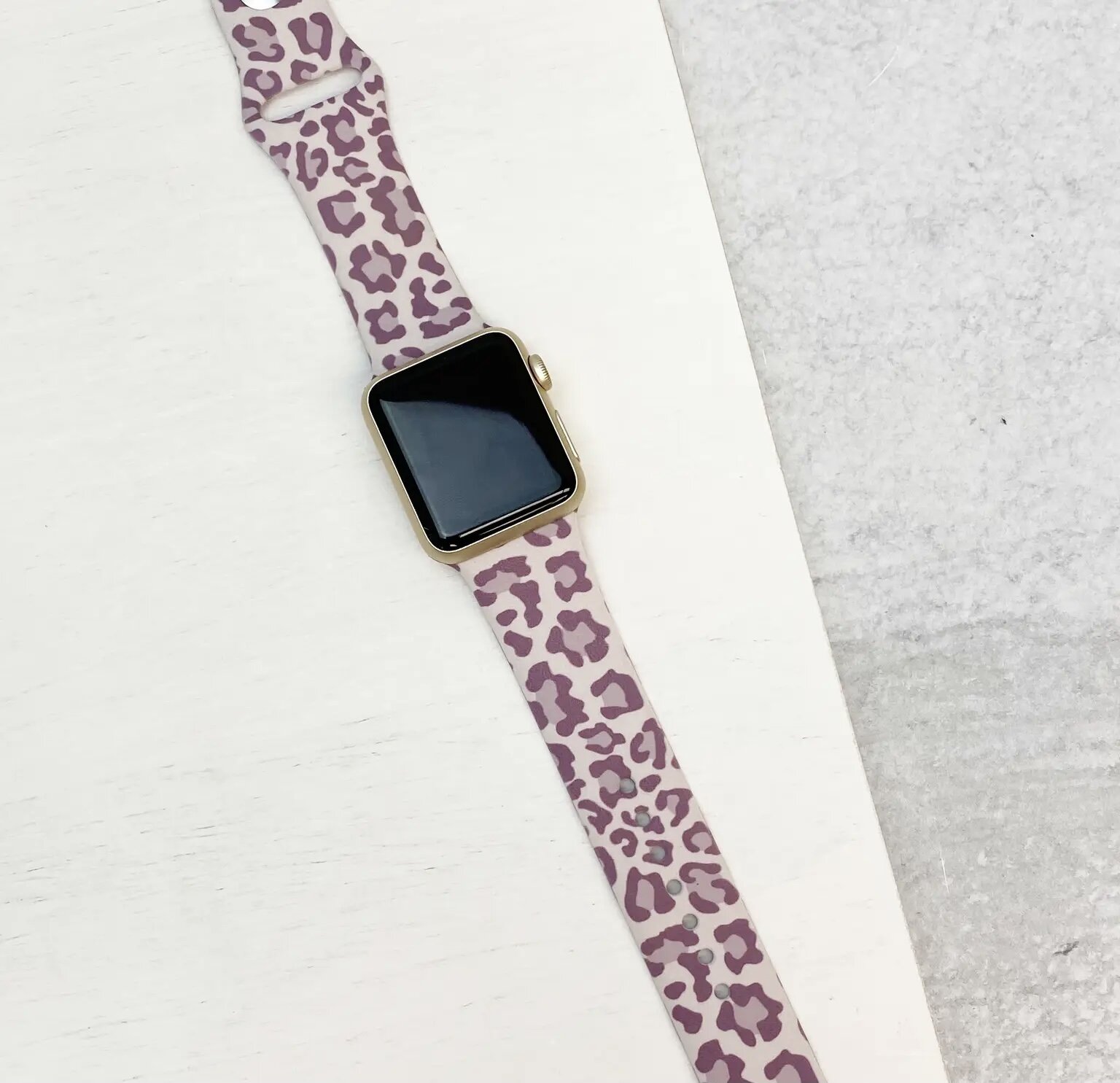 Lavender Leopard Silicone Smart Watch Band   