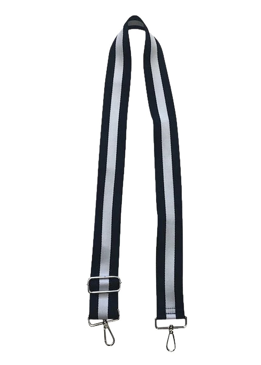 Ahdorned Guitar Style Stripe Handbag Strap (Six Colors)- Silver