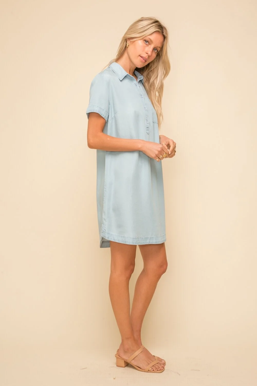 white christmas dresses Long Sleeve Roll Tab Tencel Cargo Dress | Shirt Dress main image 0