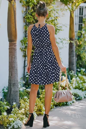 mira halter neck mini dress Mira Mini Dress Black – One Mile The Label main image 0
