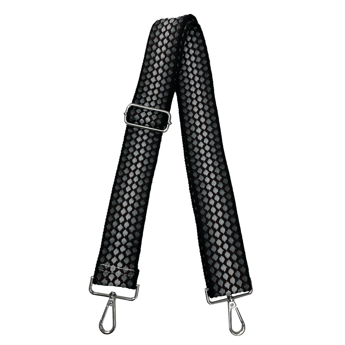 Ahdorned Guitar Style Black Bubble Pattern Handbag Strap- Silver Hardware