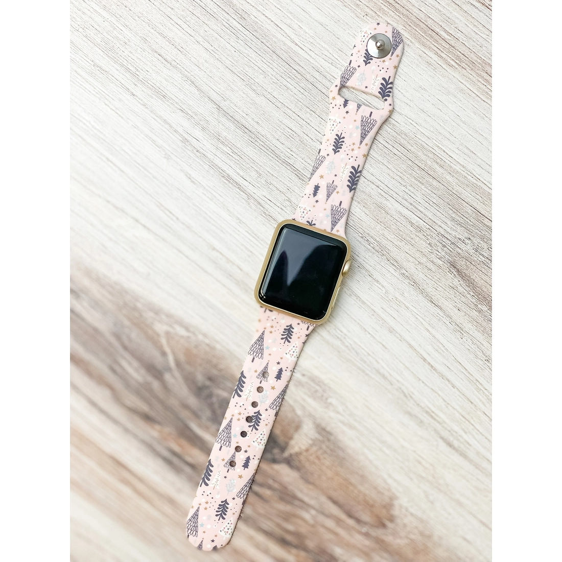 Pink Christmas Printed Silicone Smart Watch Band