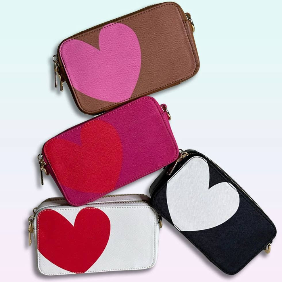 Ahdorned Jamie Heart Vegan Leather Camera Bag w/Strap- Four Colors