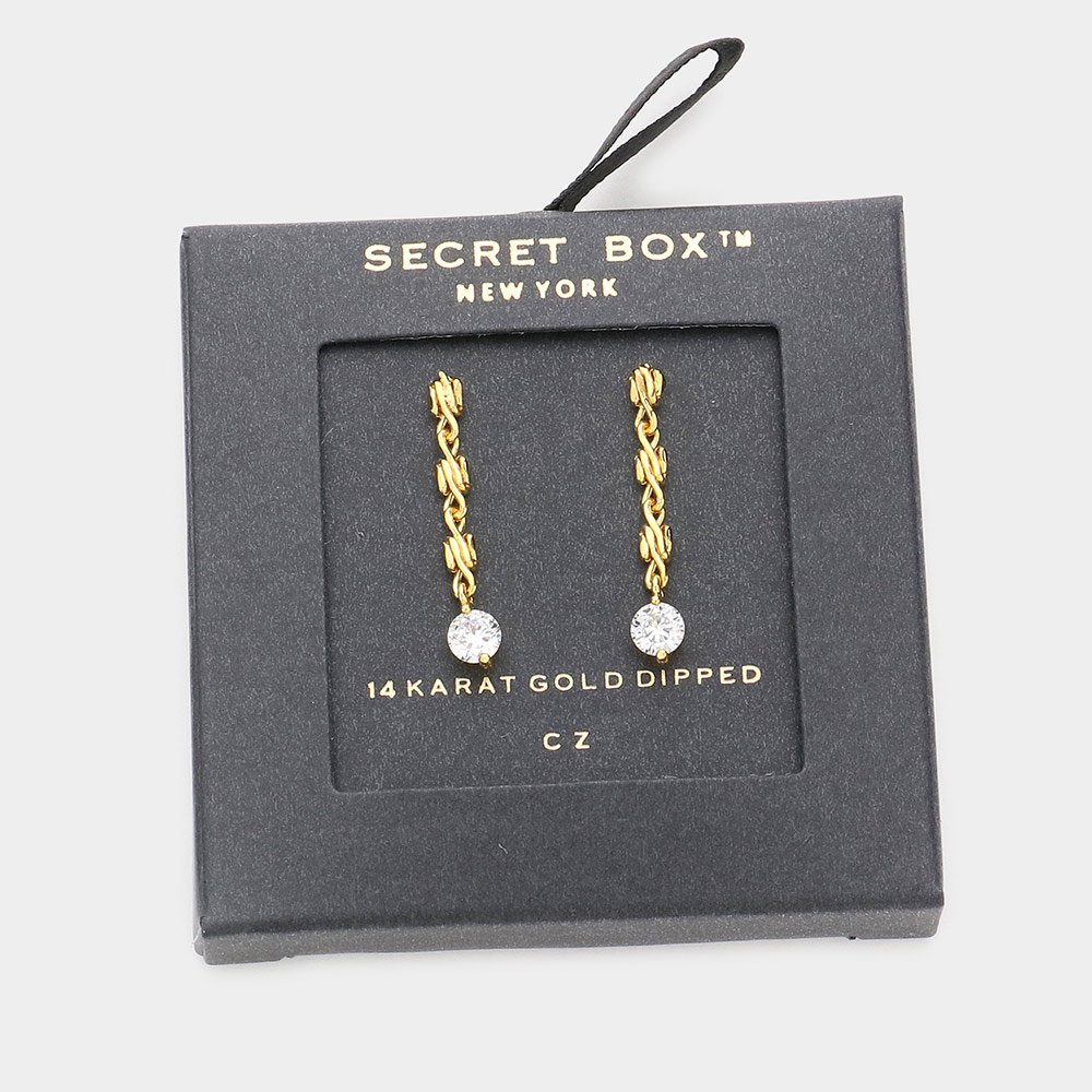 Secret Box 14K Gold Dipped Linear Dangle Earrings