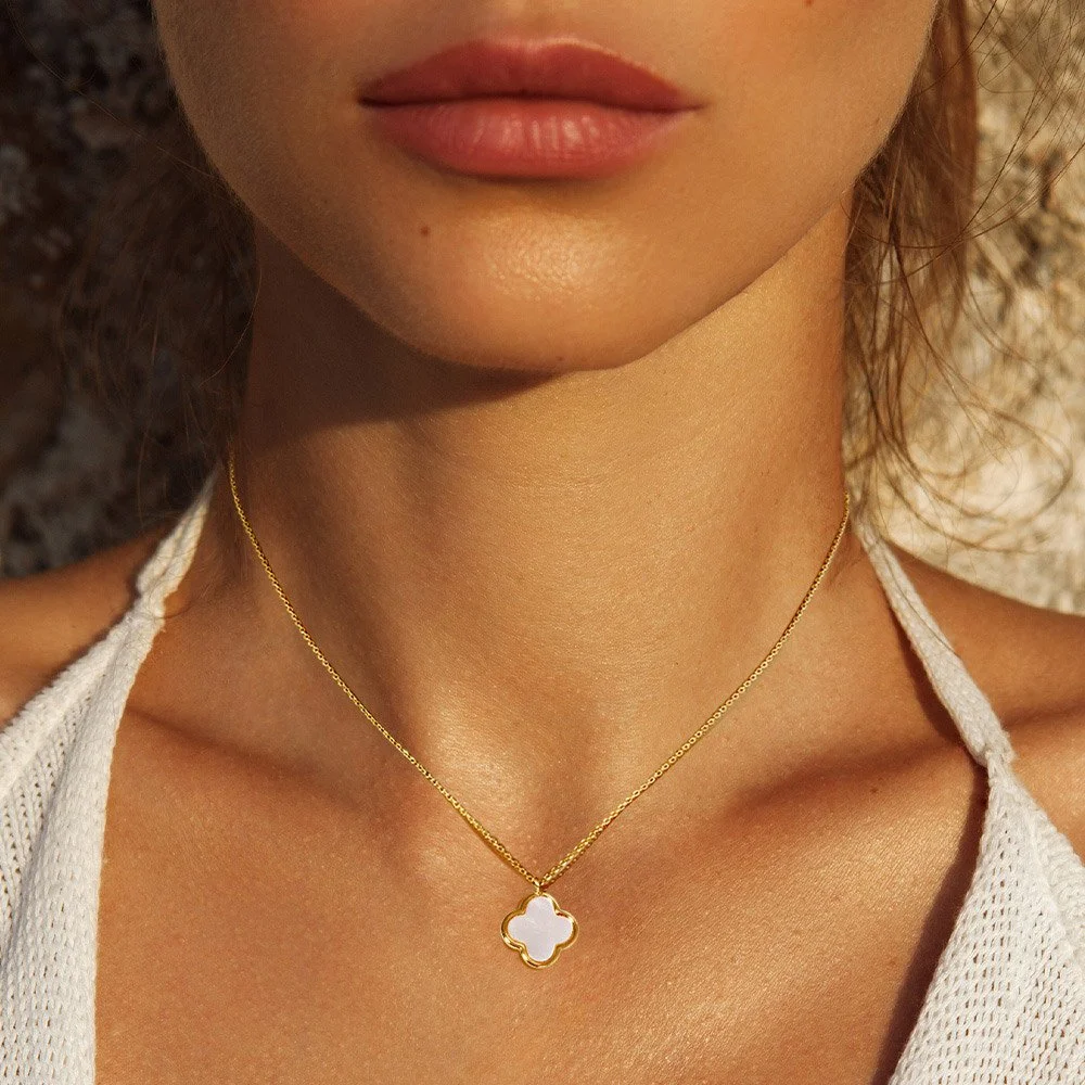 Gold Dipped Quatrefoil Pendant Necklace- Small — DazzleBar