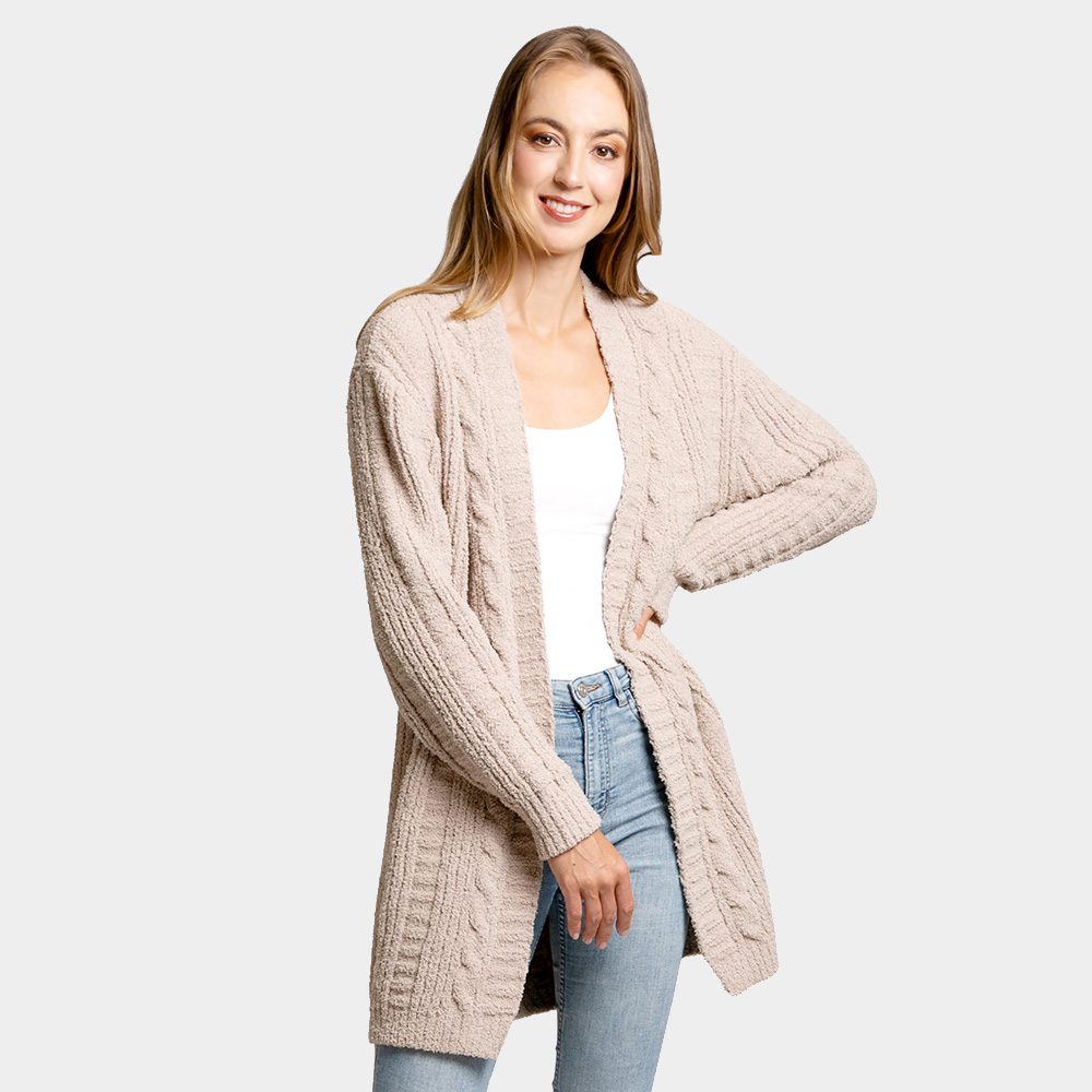 Solid Twisted Knit Cardigan- Four Colors — DazzleBar Solid Twisted Knit Cardigan- Four Colors — DazzleBar