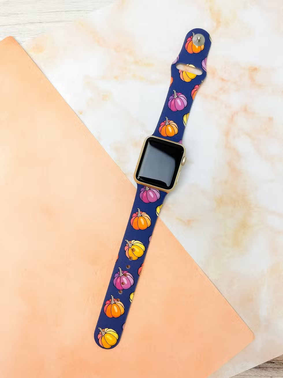 Fall Pumpkin Printed Silicone Smart Watch Band