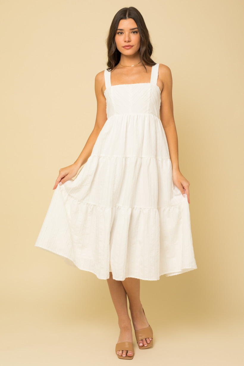 knee length dresses for ladies Textured White Maxi Dress | Trendy Women's Clothing main image 0