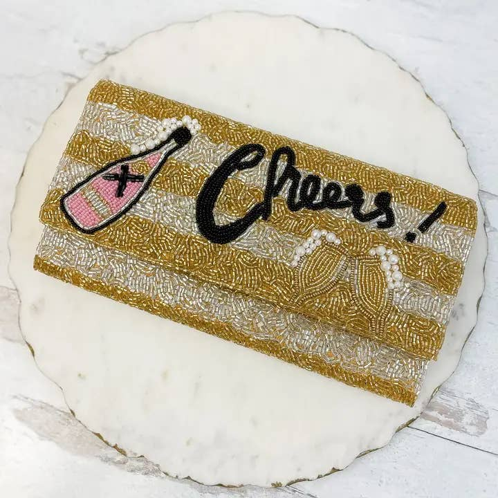 'Cheers' Beaded Convertible Crossbody Bag - Gold