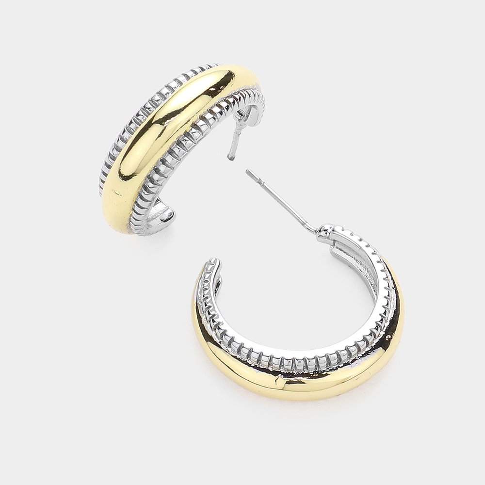 14K Gold Dipped Two Tone Hoop Earrings