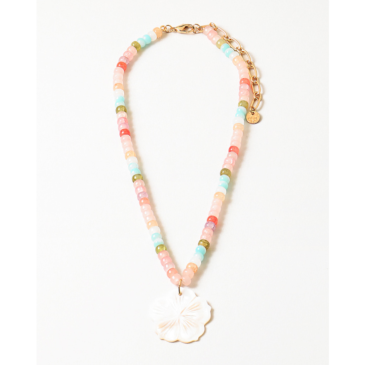 Multicolor Beaded Necklace with Floral Pendant