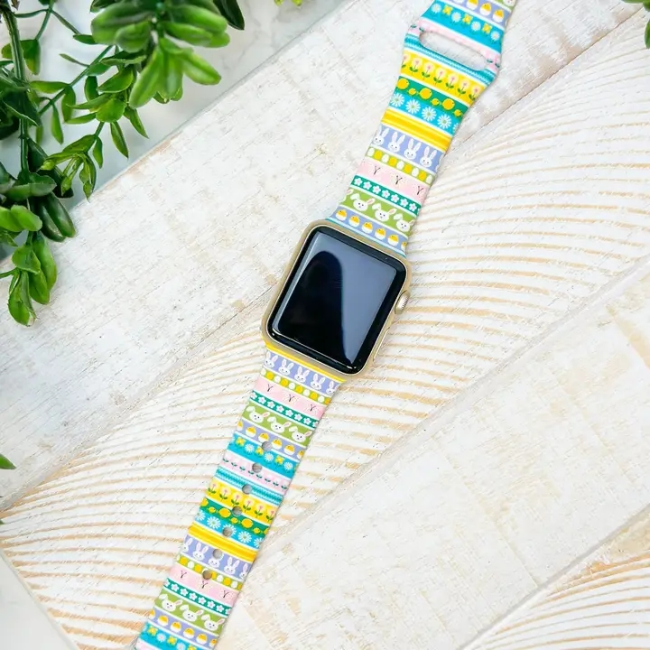 Easter Stripe Silicone Smart Watch Band