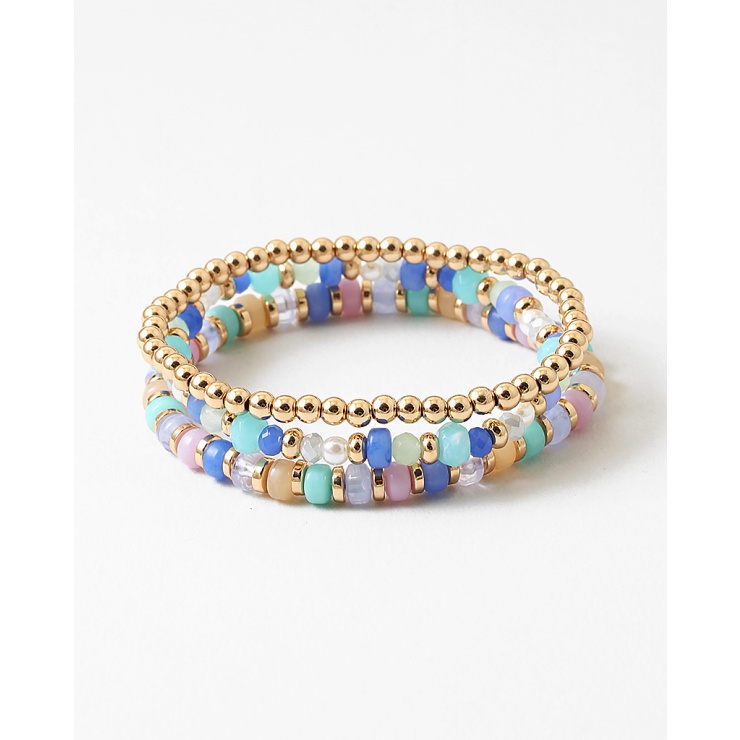 Callie Beaded Stretch Multi Bracelet Set- Three Colors