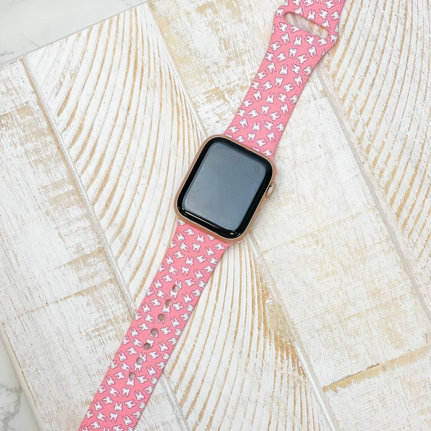 Pink Molar Printed Silicone Smart Watch Band