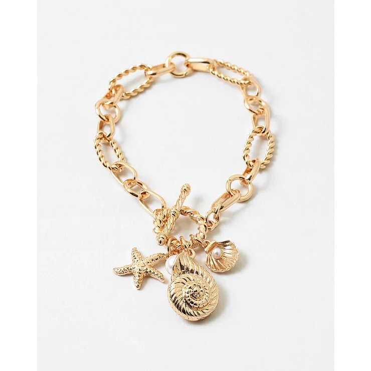 Sea Life Gold Charm Bracelet