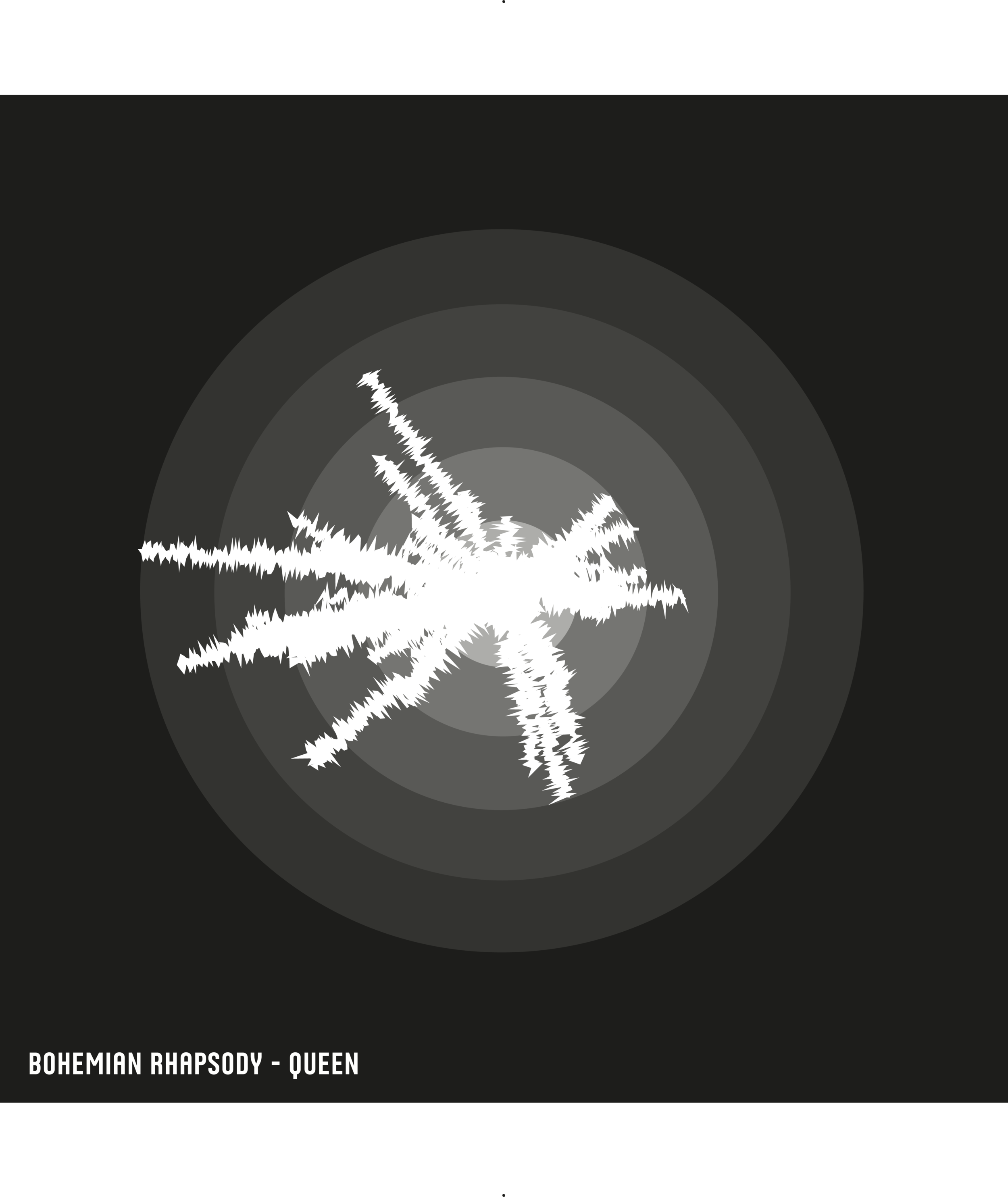 A visualisation of the song Bohemian Rhapsody by Queen Visualisatie