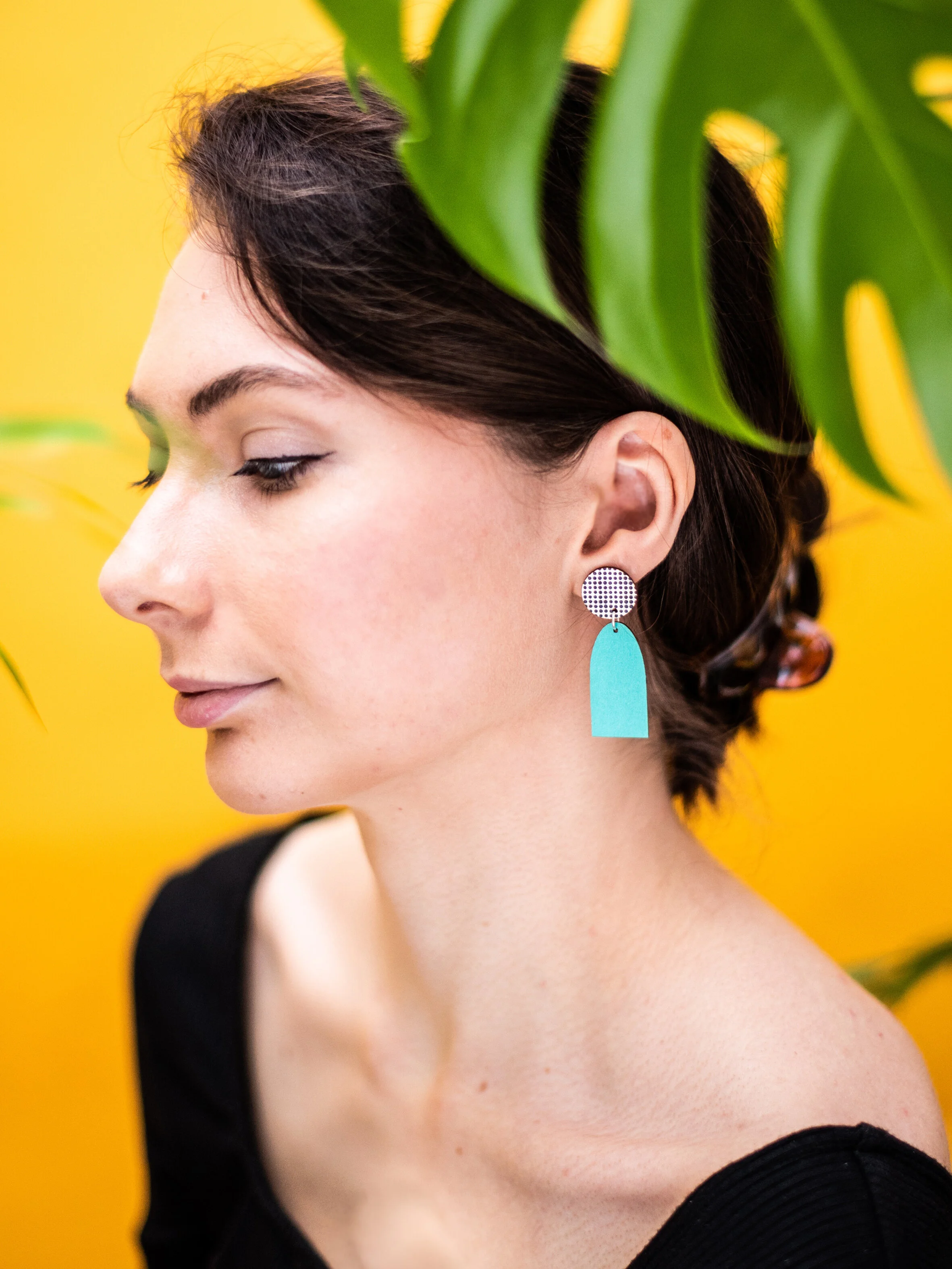 Earrings - Pixel Stud With Turquoise Drop