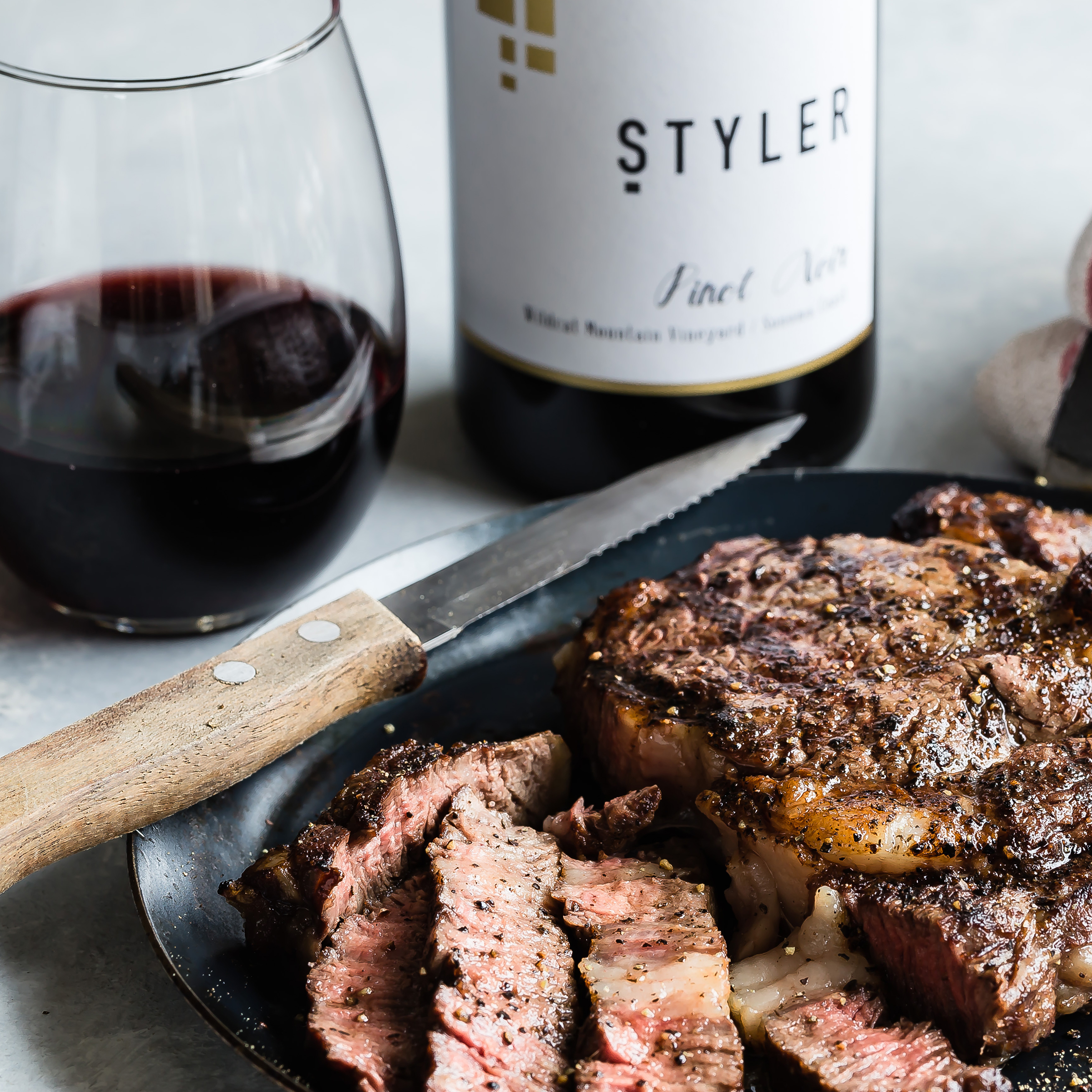 Styler Wines Pinot Noir with Steak