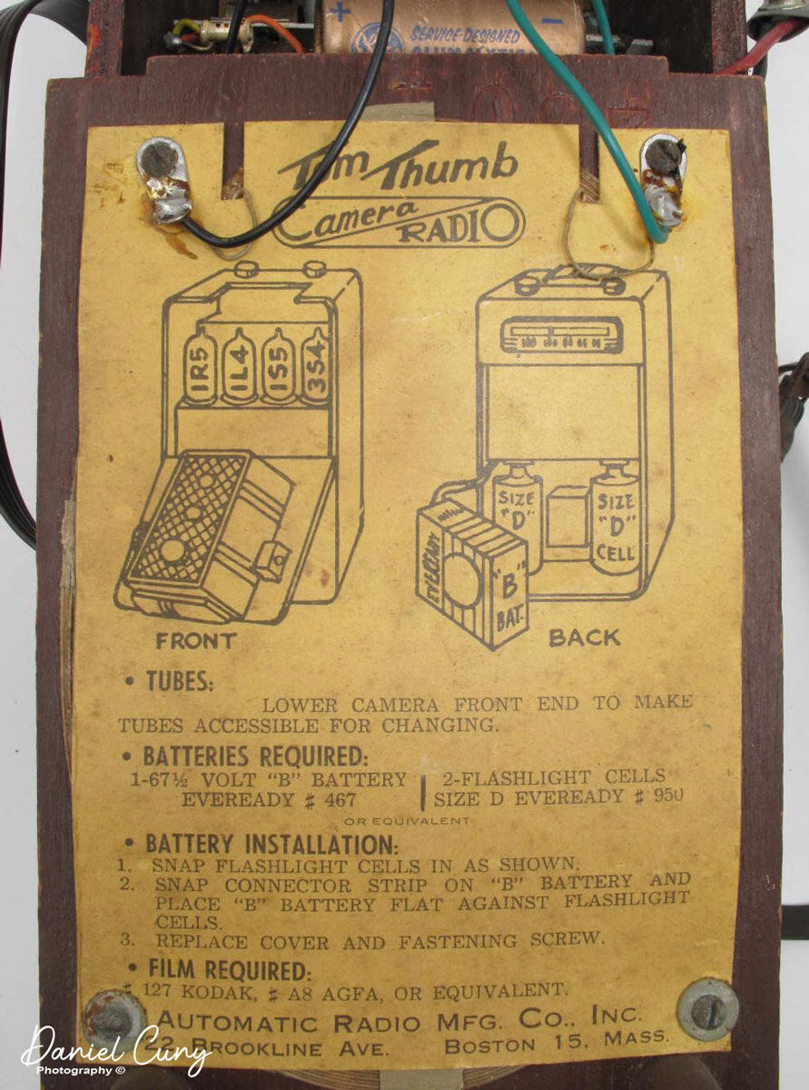 Instructions inside back panel of Camera Radio