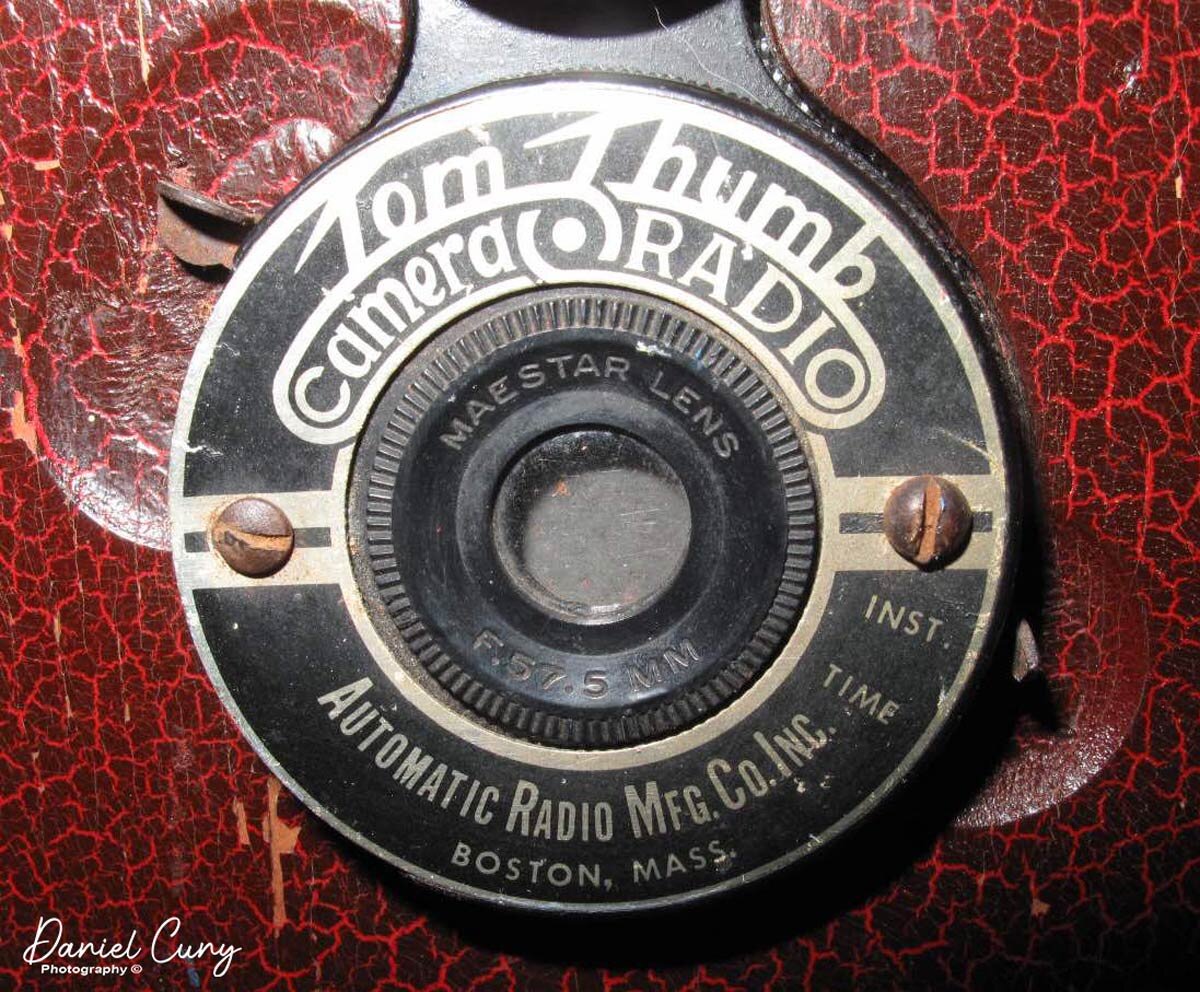 Camera lens on Tom Thumb Camera Radio