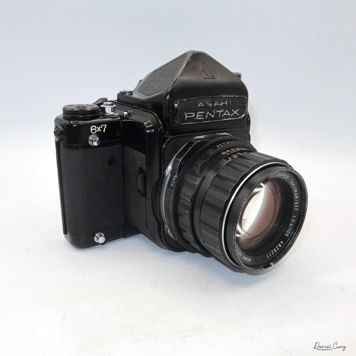 Different angles of the Pentax 6x7 camera.