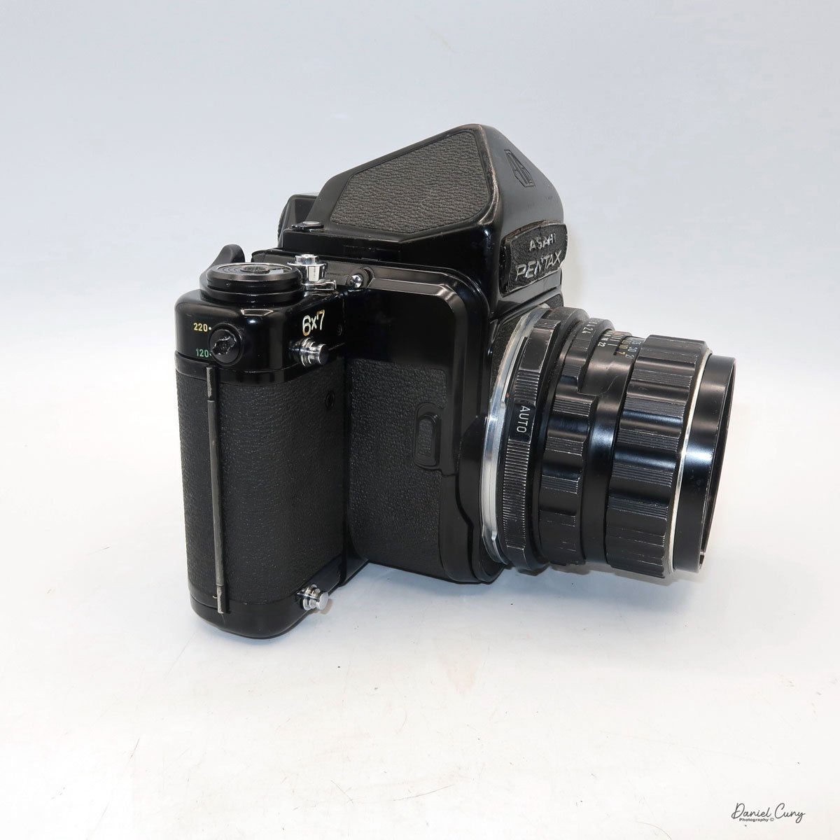 Different angles of the Pentax 6x7 camera.