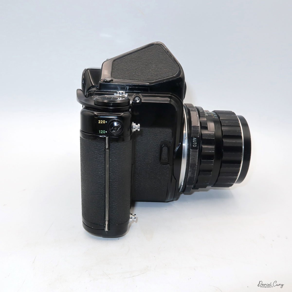 Different angles of the Pentax 6x7 camera.