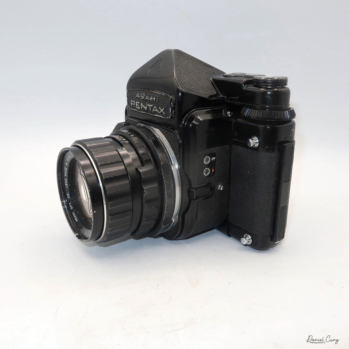 Different angles of the Pentax 6x7 camera.