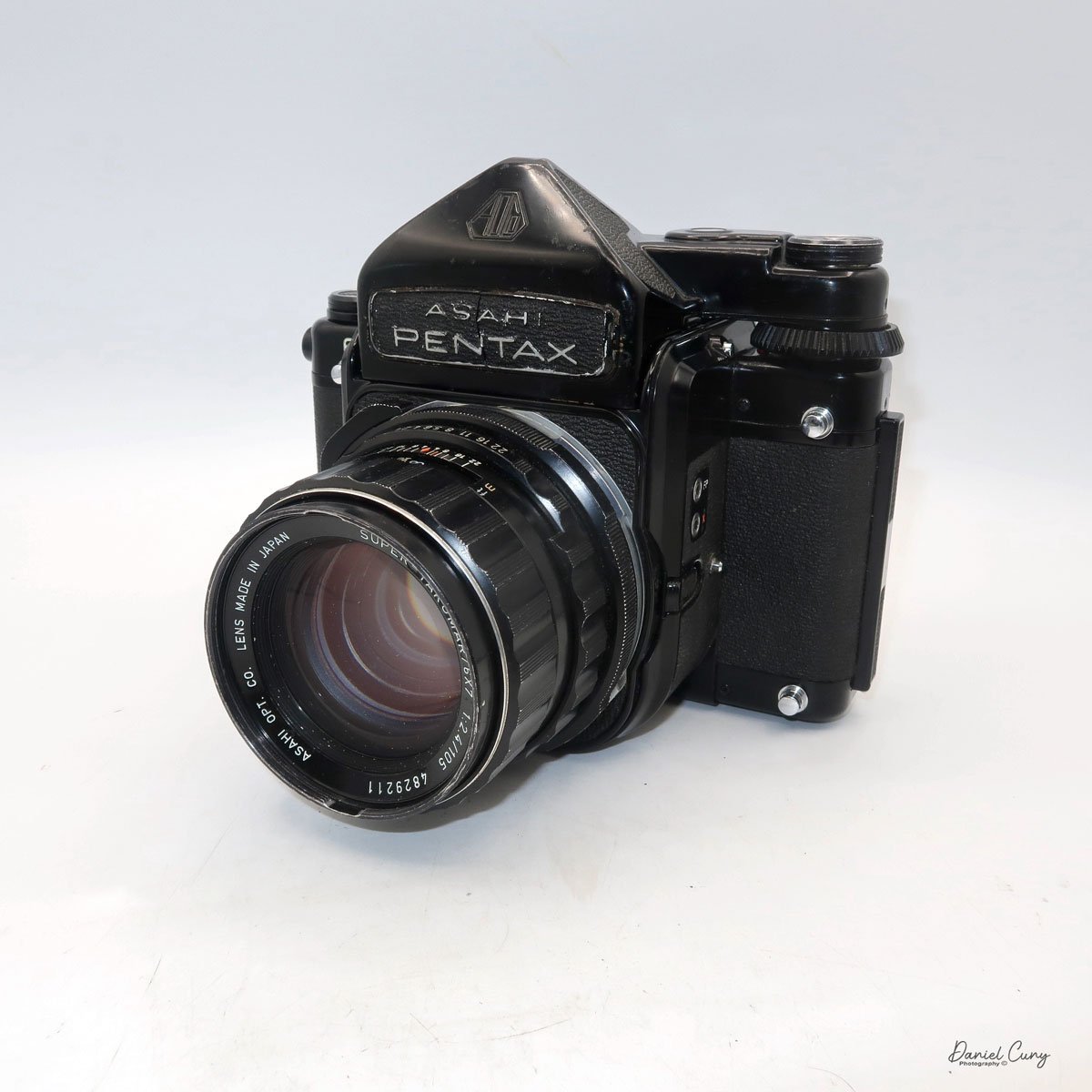 Different angles of the Pentax 6x7 camera.