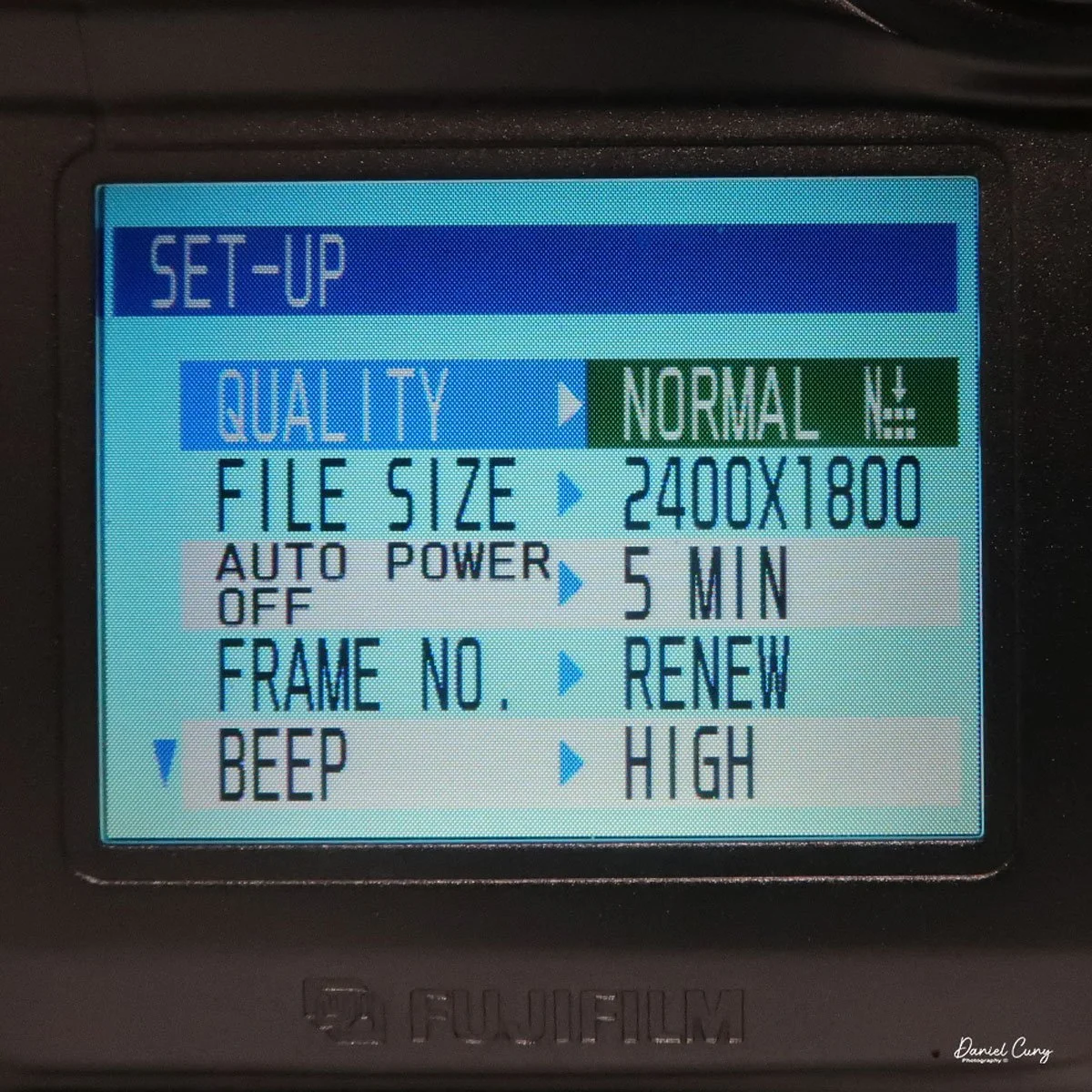 Image size and other settings during set-up