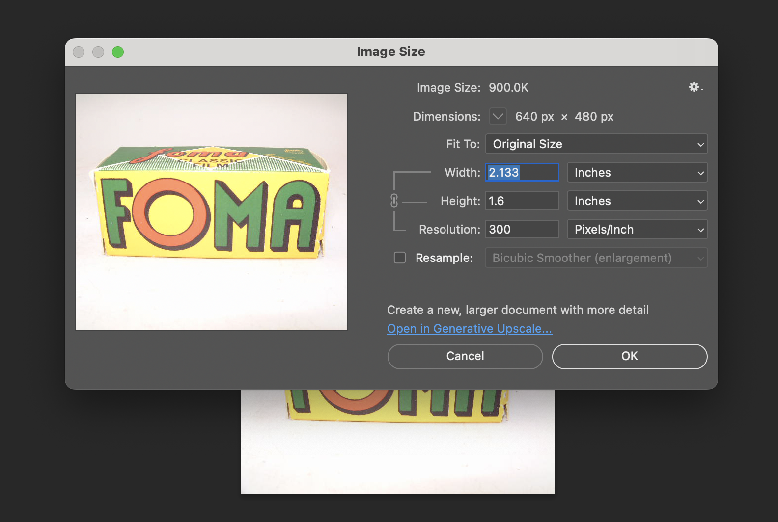 Smallest file from camera