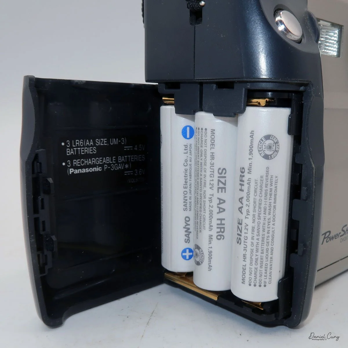 Battery door open, &amp; batteries inserted