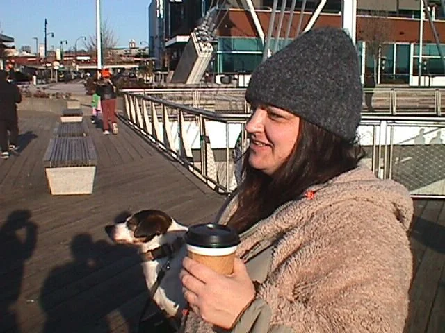 My daughter and Bean her dog.