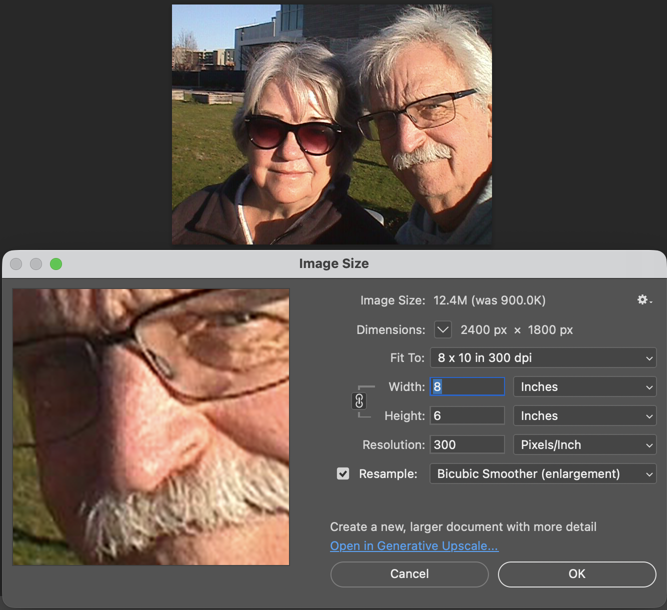 showing resolution at 300dpi