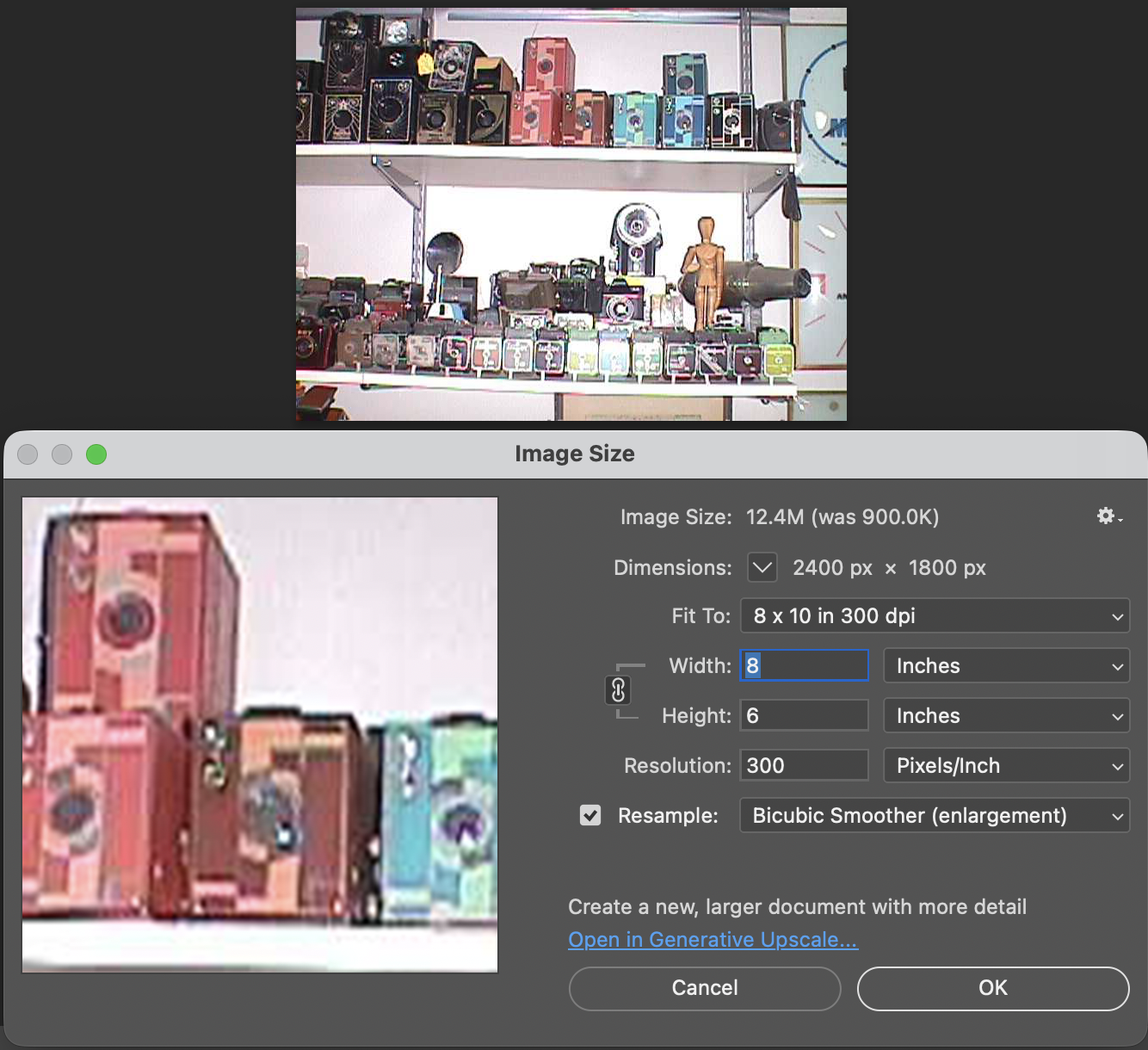 showing resolution at 300dpi